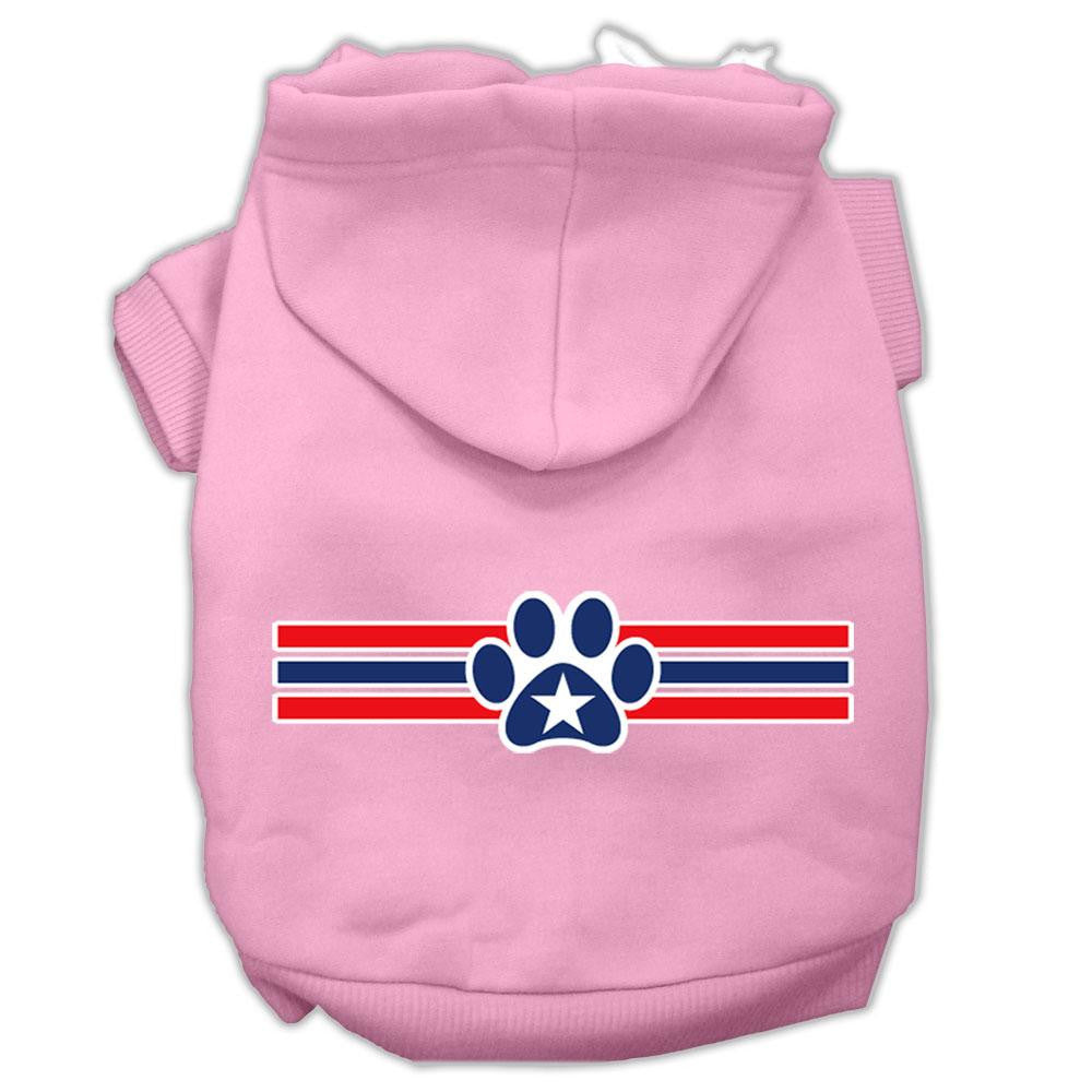 Patriotic Star Paw Screen Print Pet Hoodies Light Pink Size Xs (8)