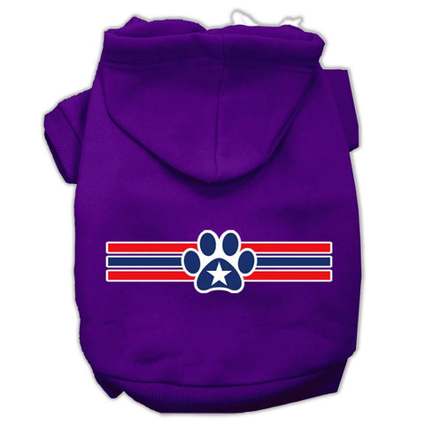 Patriotic Star Paw Screen Print Pet Hoodies Purple Size XXXL(20)