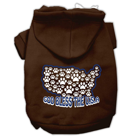 God Bless USA Screen Print Pet Hoodies Brown L (14)