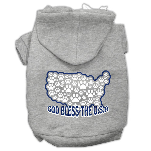 God Bless Usa Screen Print Pet Hoodies Grey L (14)