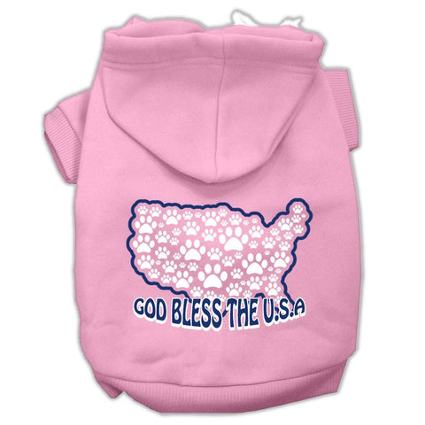 God Bless Usa Screen Print Pet Hoodies Light Pink Size L (14)