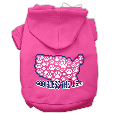 God Bless Usa Screen Print Pet Hoodies Bright Pink Size M (12)