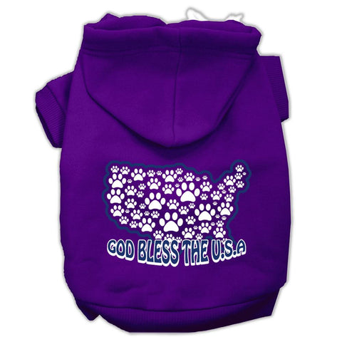 God Bless Usa Screen Print Pet Hoodies Purple Size M (12)