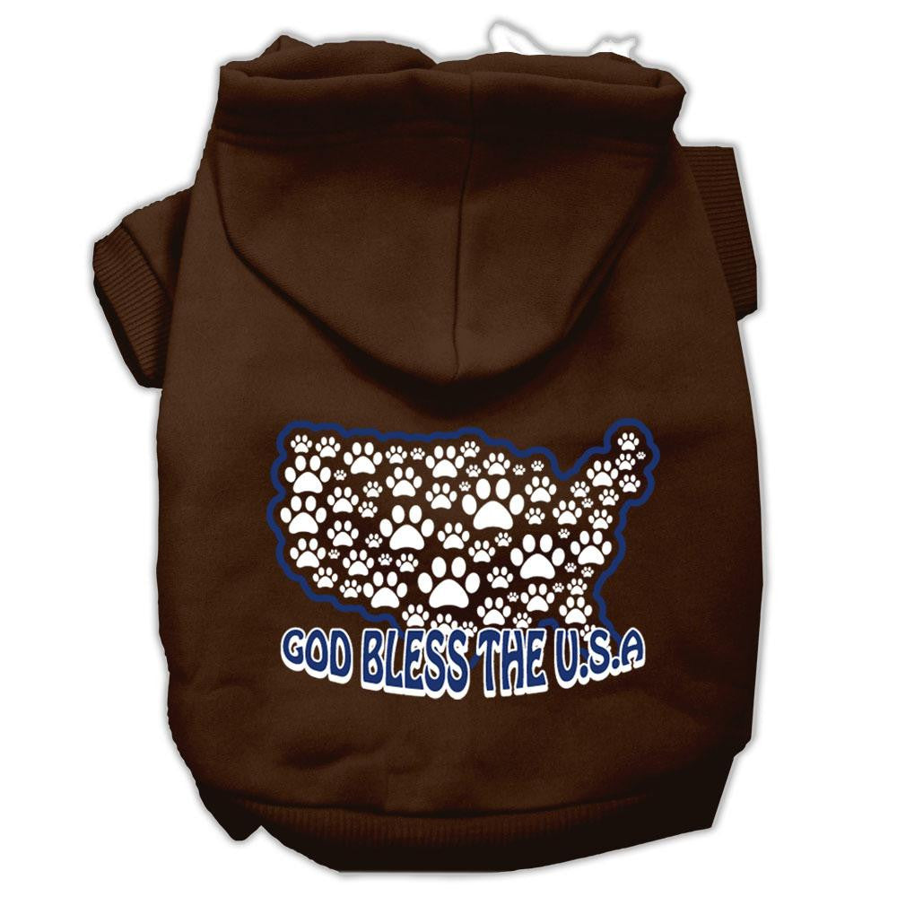 God Bless USA Screen Print Pet Hoodies Brown S (10)