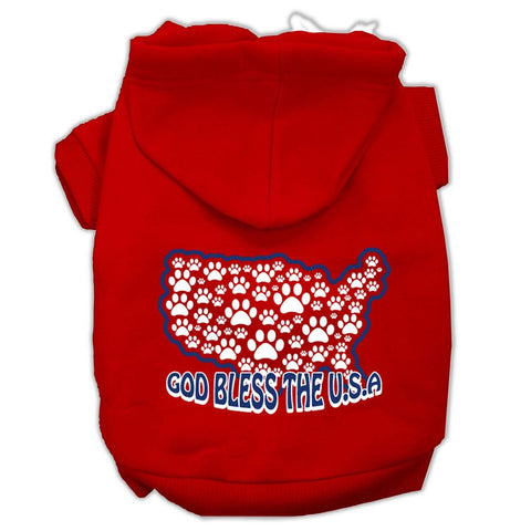 God Bless USA Screen Print Pet Hoodies Red Size S (10)