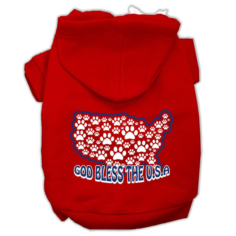 God Bless USA Screen Print Pet Hoodies Red Size XL (16)