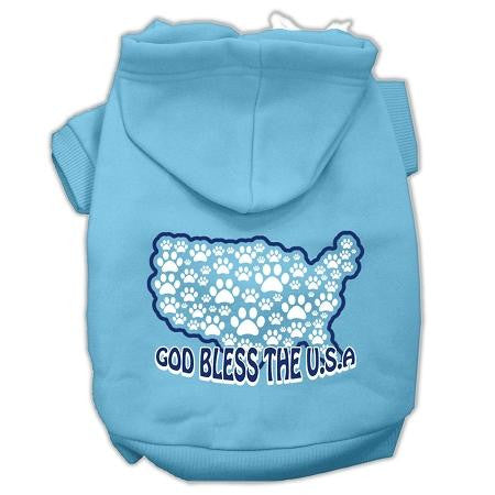 God Bless Usa Screen Print Pet Hoodies Baby Blue Xs (8)