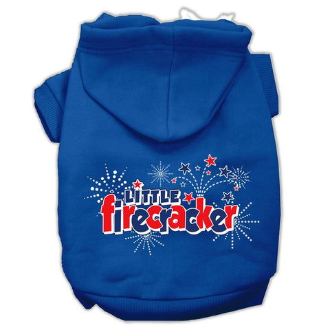 Little Firecracker Screen Print Pet Hoodies Blue Size Lg (14)