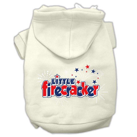 Little Firecracker Screen Print Pet Hoodies Cream Size L (14)