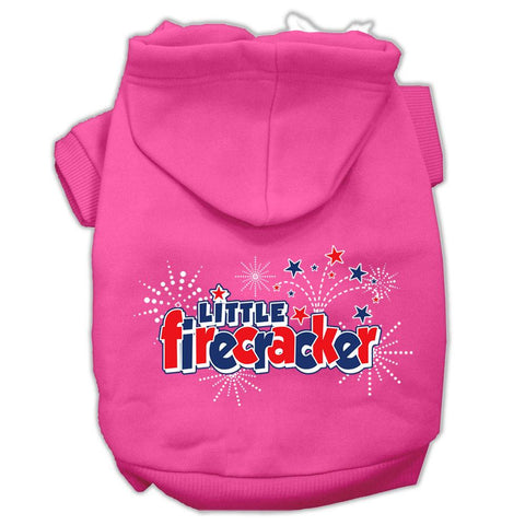 Little Firecracker Screen Print Pet Hoodies Bright Pink Size M (12)