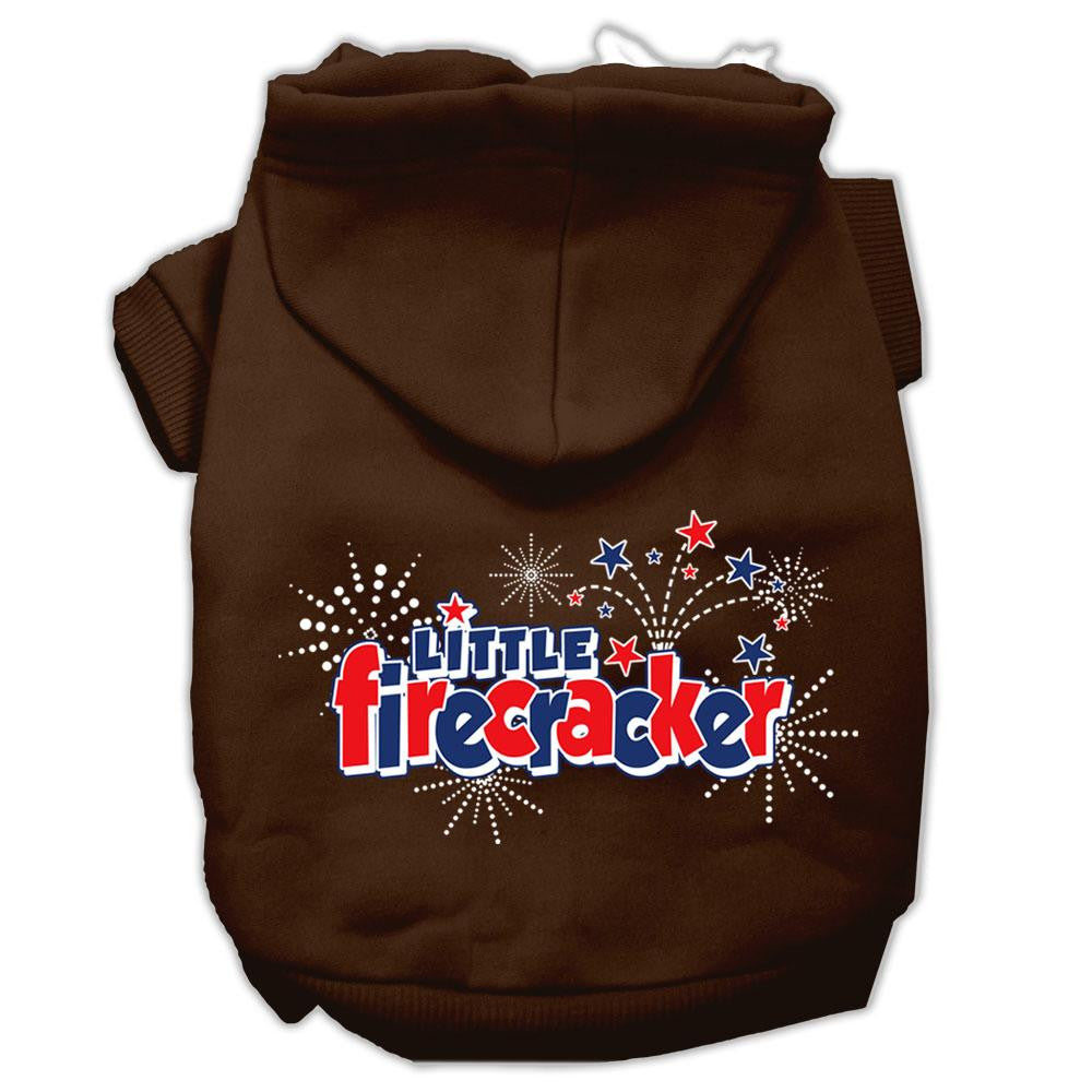 Little Firecracker Screen Print Pet Hoodies Brown Size Sm (10)