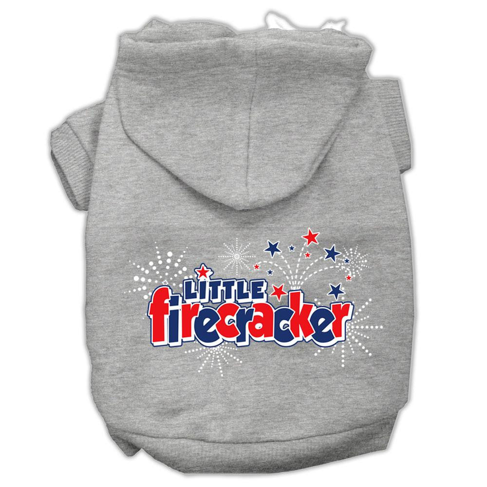 Little Firecracker Screen Print Pet Hoodies Grey Xs (8)