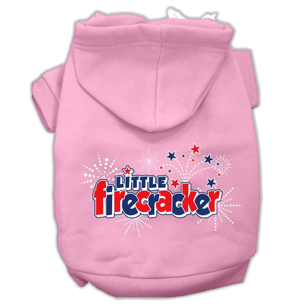 Little Firecracker Screen Print Pet Hoodies Light Pink Size Xs (8)