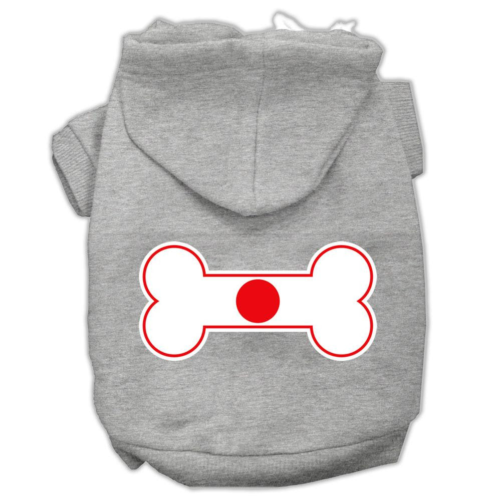 Bone Shaped Japan Flag Screen Print Pet Hoodies Grey L (14)