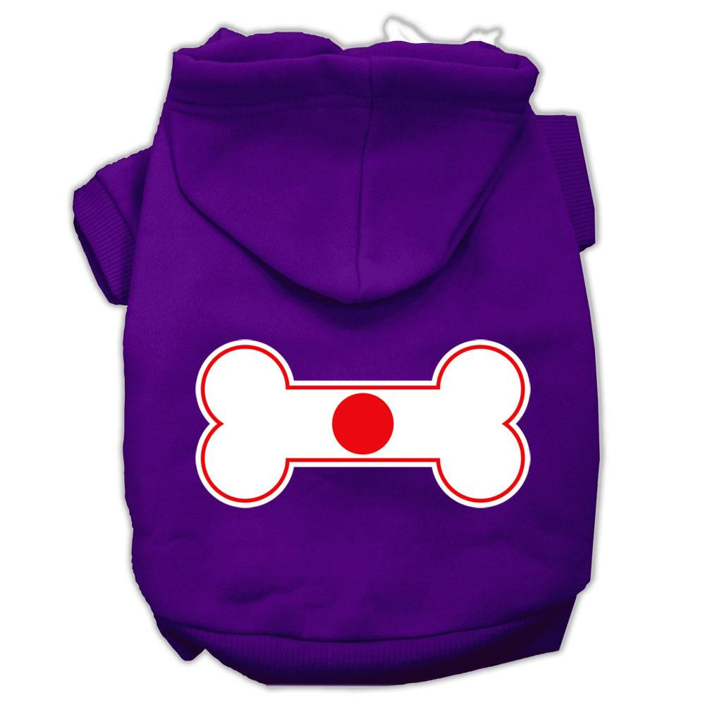 Bone Shaped Japan Flag Screen Print Pet Hoodies Purple Size L (14)