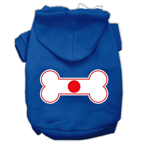 Bone Shaped Japan Flag Screen Print Pet Hoodies Blue M (12)