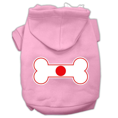 Bone Shaped Japan Flag Screen Print Pet Hoodies Light Pink Size M (12)