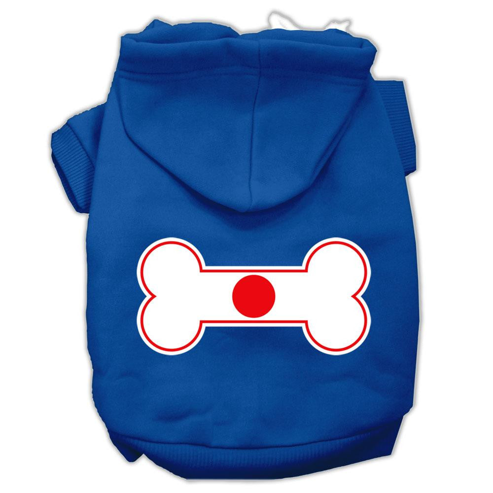 Bone Shaped Japan Flag Screen Print Pet Hoodies Blue S (10)