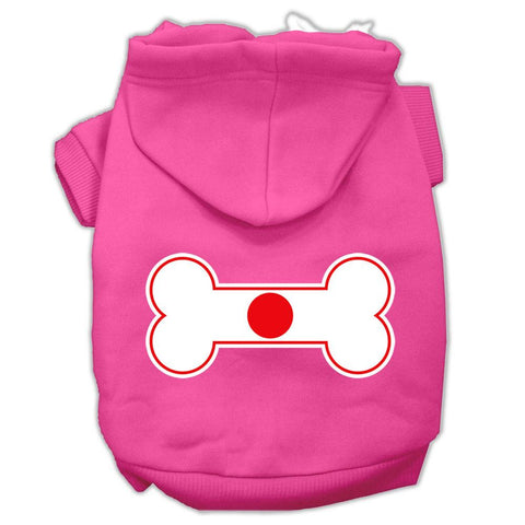 Bone Shaped Japan Flag Screen Print Pet Hoodies Bright Pink Size XL (16)