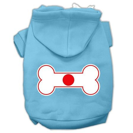 Bone Shaped Japan Flag Screen Print Pet Hoodies Baby Blue Xs (8)