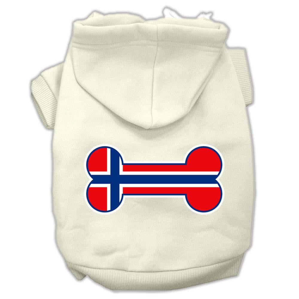 Bone Shaped Norway Flag Screen Print Pet Hoodies Cream Size L (14)