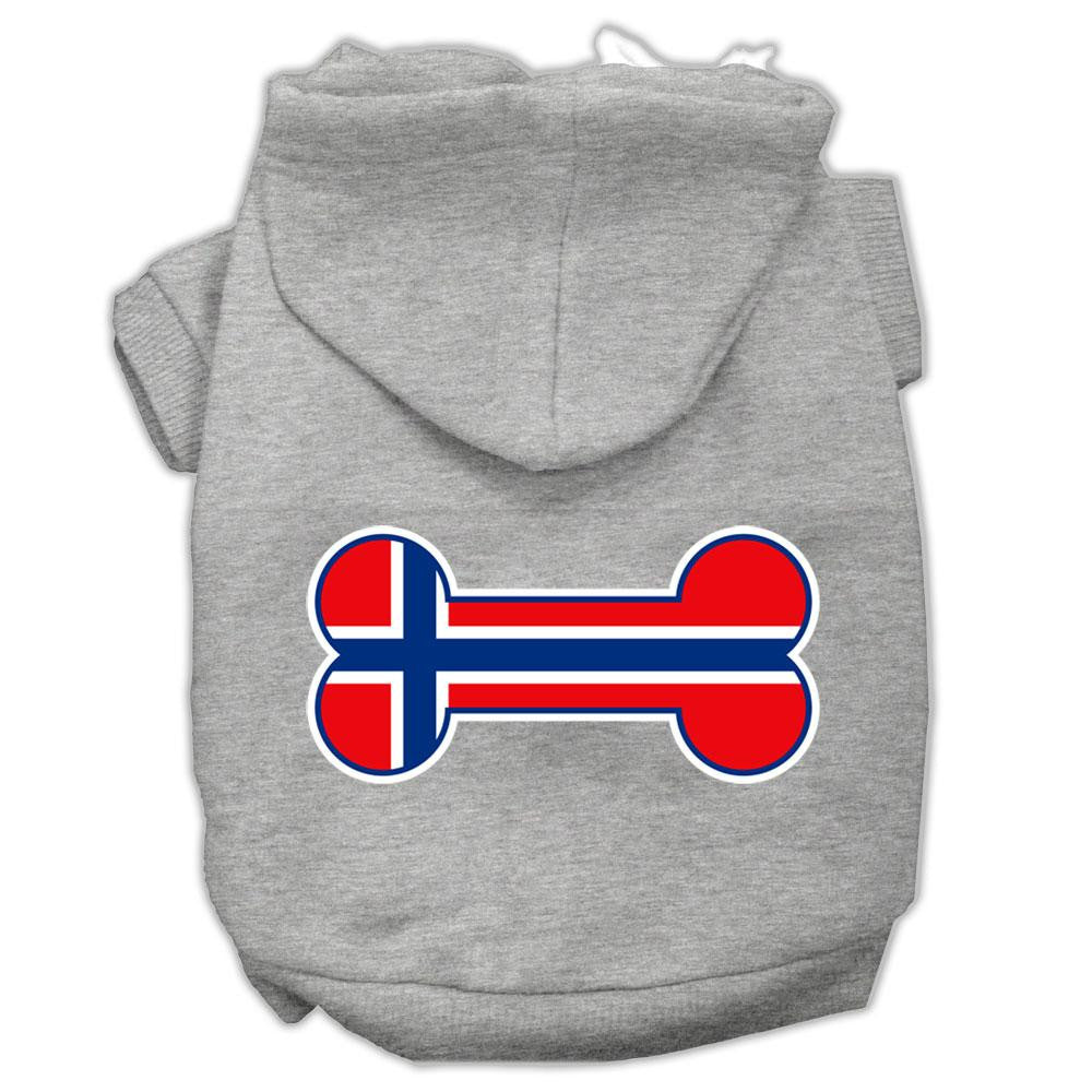 Bone Shaped Norway Flag Screen Print Pet Hoodies Grey L (14)