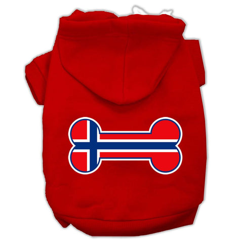 Bone Shaped Norway Flag Screen Print Pet Hoodies Red Size L (14)