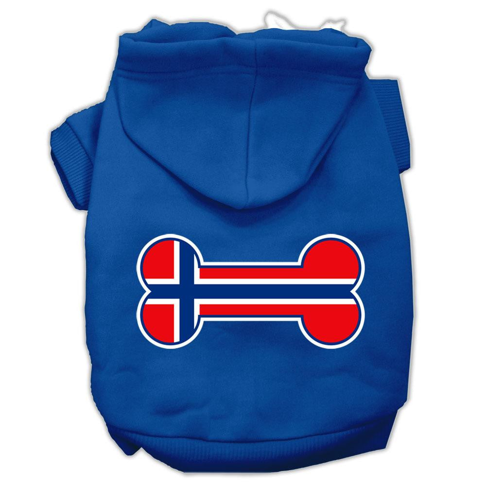 Bone Shaped Norway Flag Screen Print Pet Hoodies Blue M (12)