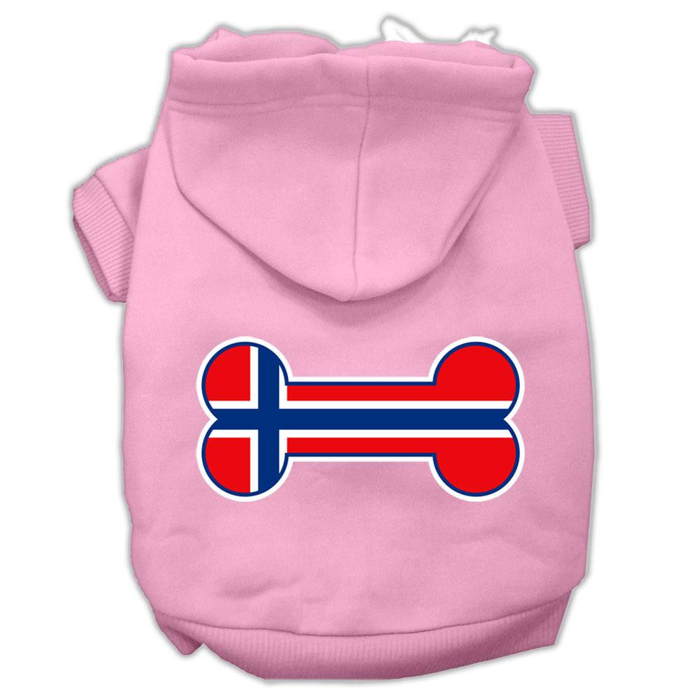 Bone Shaped Norway Flag Screen Print Pet Hoodies Light Pink Size M (12)