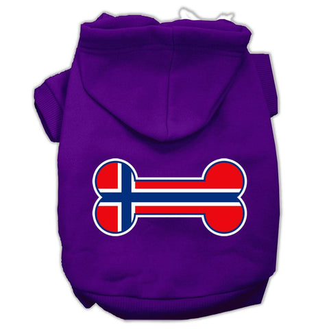 Bone Shaped Norway Flag Screen Print Pet Hoodies Purple Size M (12)