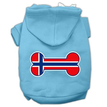 Bone Shaped Norway Flag Screen Print Pet Hoodies Baby Blue Xs (8)