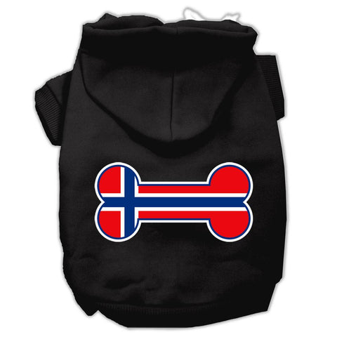 Bone Shaped Norway Flag Screen Print Pet Hoodies Black XS (8)