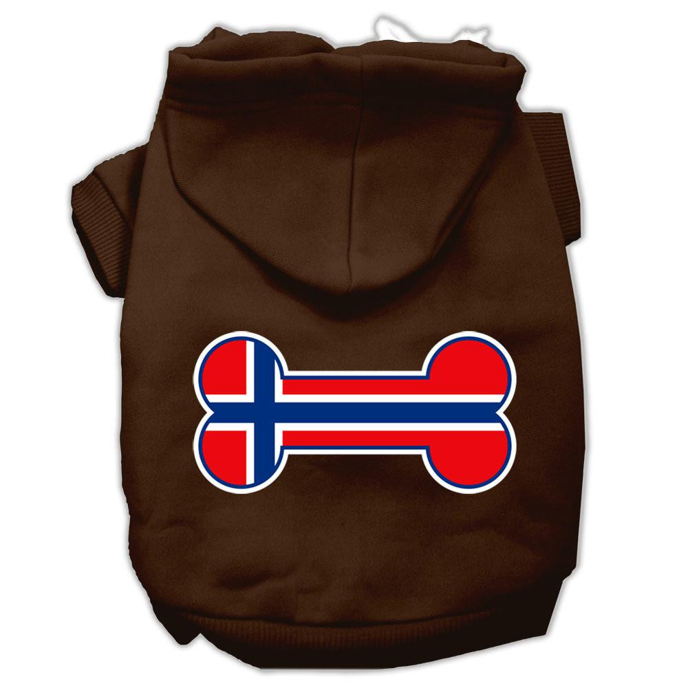 Bone Shaped Norway Flag Screen Print Pet Hoodies Brown XS (8)