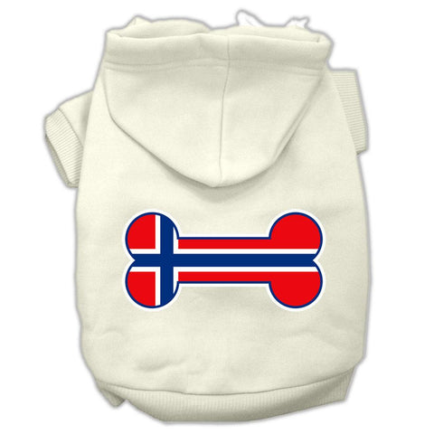 Bone Shaped Norway Flag Screen Print Pet Hoodies Cream Size XS (8)