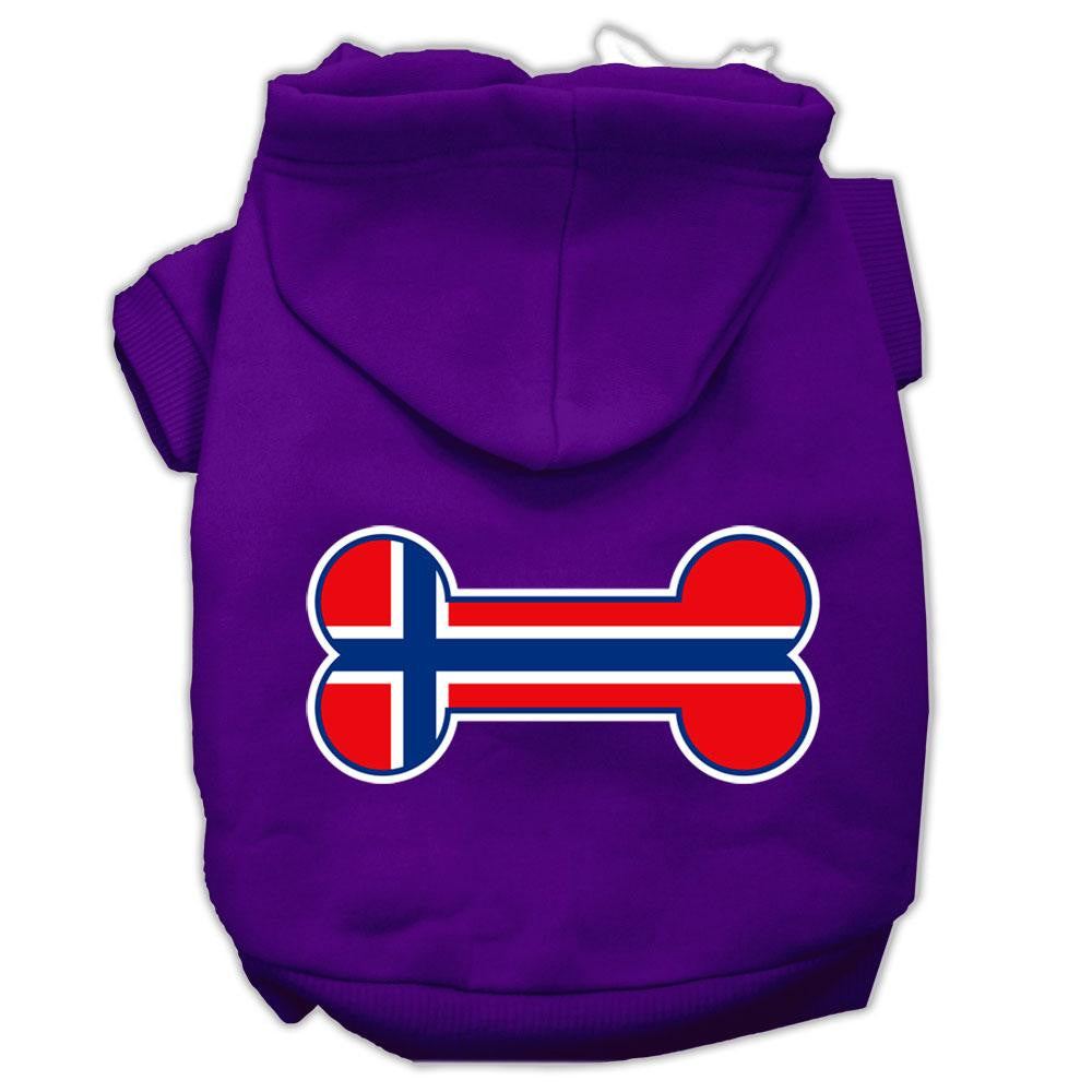 Bone Shaped Norway Flag Screen Print Pet Hoodies Purple Size XXXL(20)