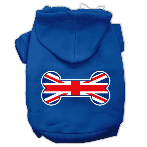 Bone Shaped United Kingdom (union Jack) Flag Screen Print Pet Hoodies Blue Size Lg (14)