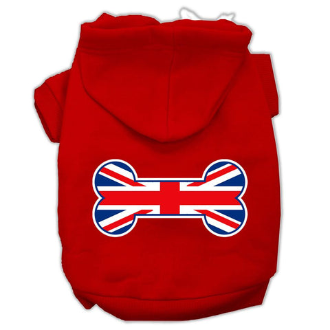 Bone Shaped United Kingdom (Union Jack) Flag Screen Print Pet Hoodies Red Size M (12)