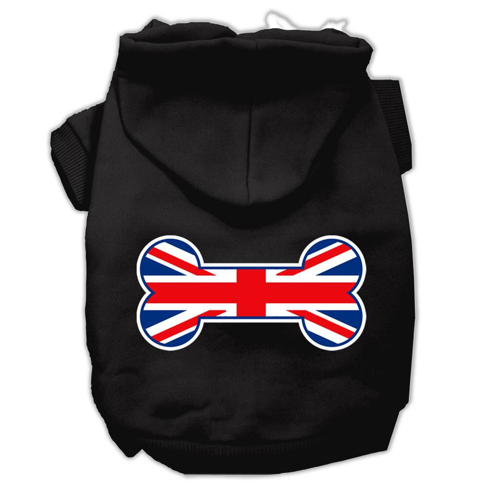 Bone Shaped United Kingdom (Union Jack) Flag Screen Print Pet Hoodies Black Size XXXL (20)