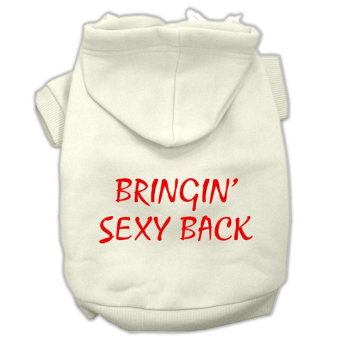 Bringin' Sexy Back Screen Print Pet Hoodies Cream Size Lg (14)