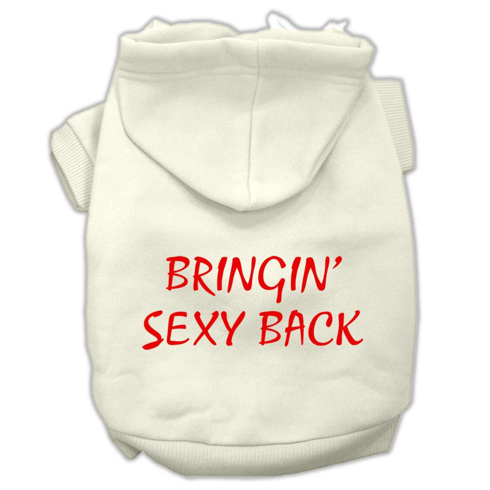 Bringin' Sexy Back Screen Print Pet Hoodies Cream Size Med (12)