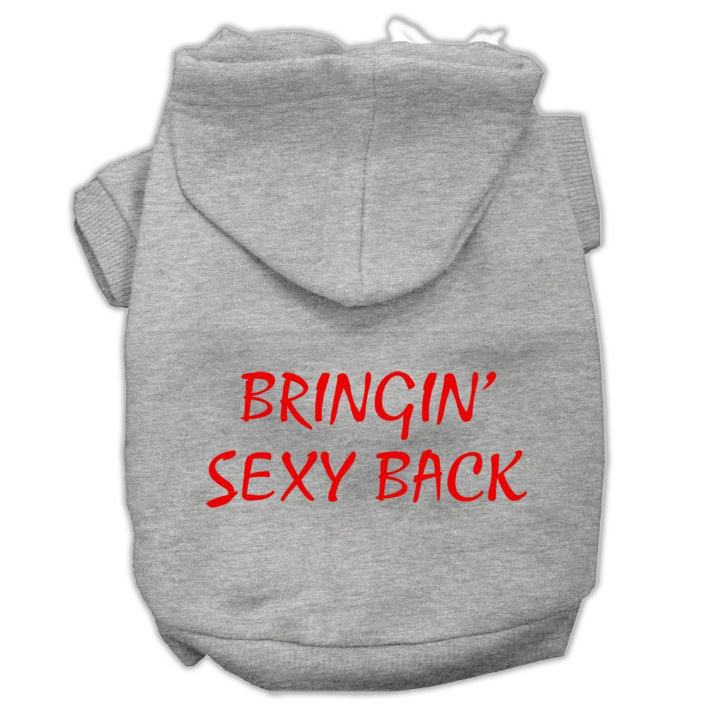 Bringin' Sexy Back Screen Print Pet Hoodies Grey Size Med (12)