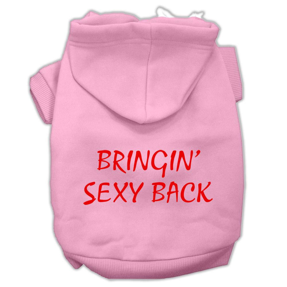 Bringin' Sexy Back Screen Print Pet Hoodies Light Pink Size Med (12)