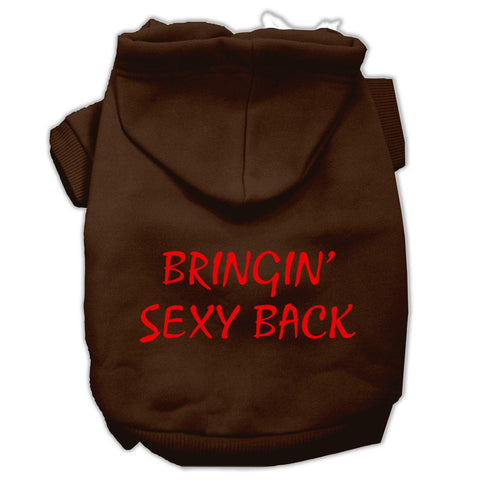 Bringin' Sexy Back Screen Print Pet Hoodies Brown Size Sm (10)