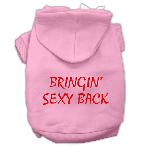 Bringin' Sexy Back Screen Print Pet Hoodies Light Pink Size Xs (8)