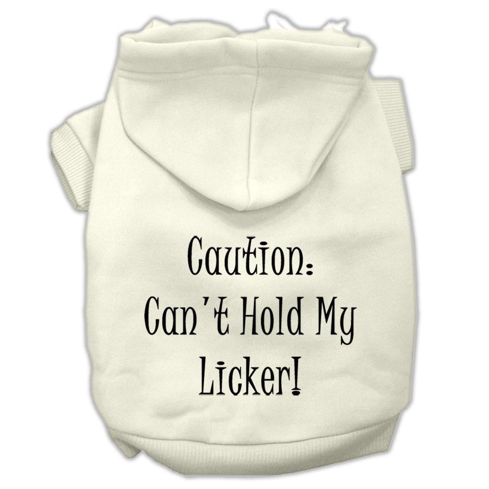 Can't Hold My Licker Screen Print Pet Hoodies Cream Size Lg (14)