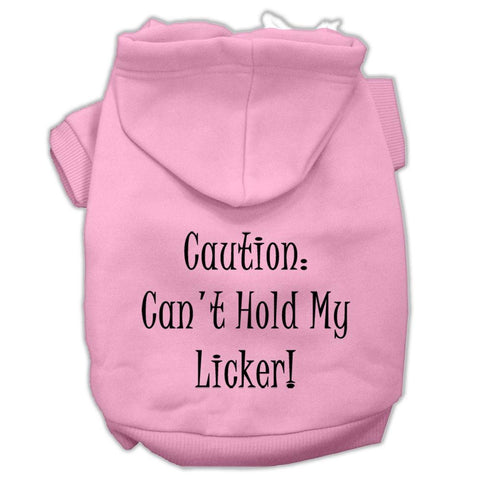 Can't Hold My Licker Screen Print Pet Hoodies Light Pink Size Lg (14)