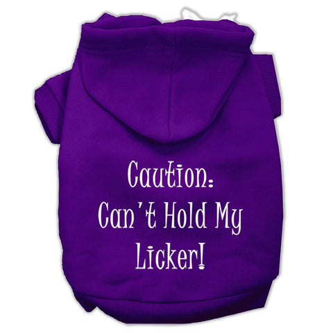 Can't Hold My Licker Screen Print Pet Hoodies Purple Size Med (12)