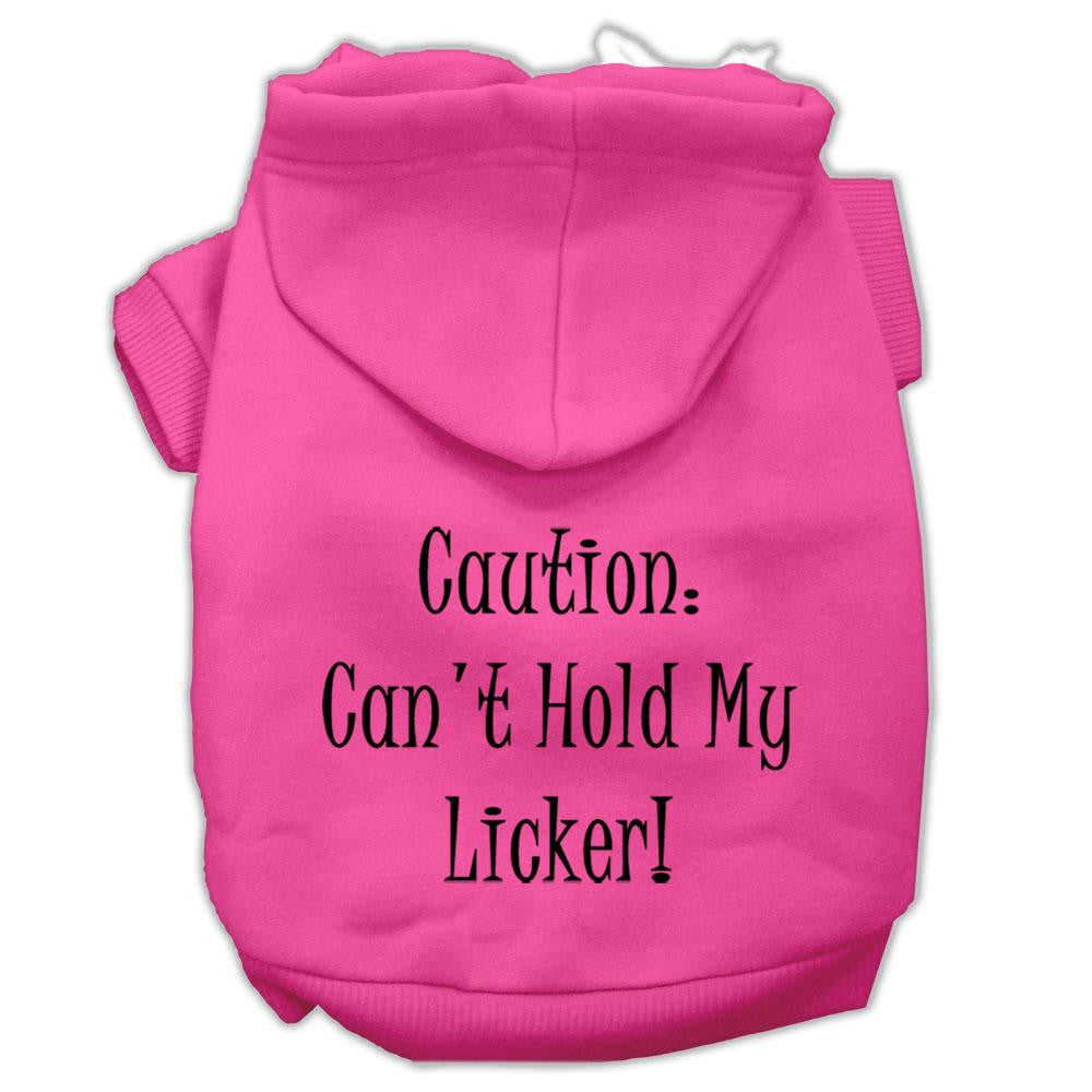 Can't Hold My Licker Screen Print Pet Hoodies Bright Pink Size Sm (10)