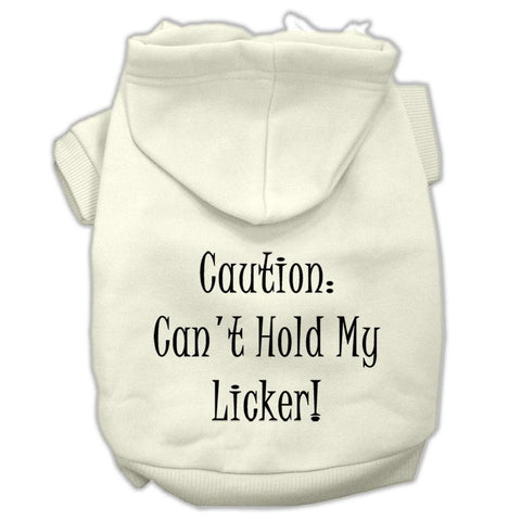 Can't Hold My Licker Screen Print Pet Hoodies Cream Size Sm (10)