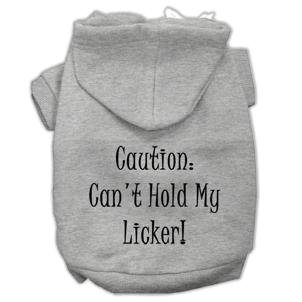 Can't Hold My Licker Screen Print Pet Hoodies Grey Size Sm (10)